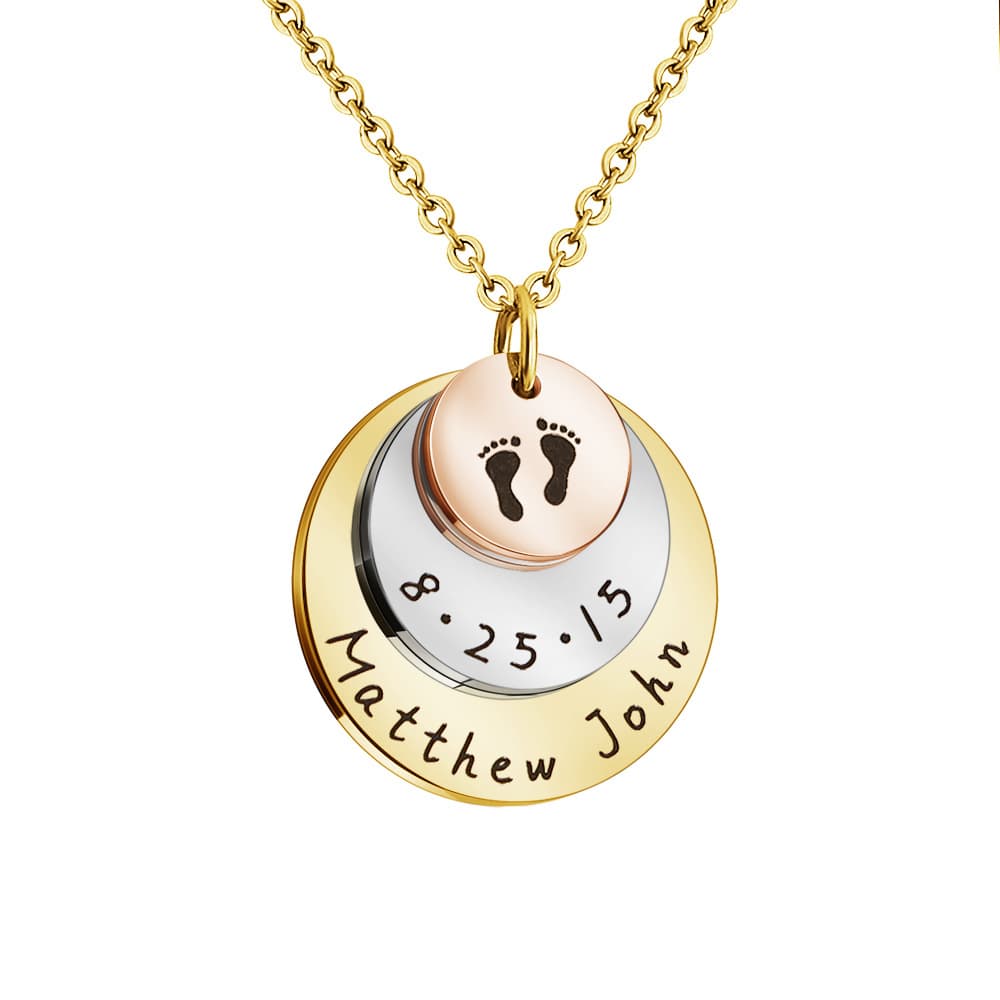 Collier Empreinte Naissance – Or & Acier