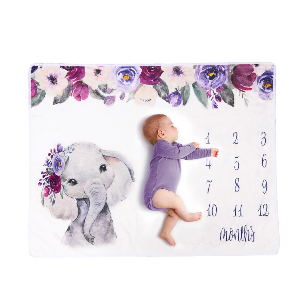 Couverture Milestone Bébé – Motif Éléphant