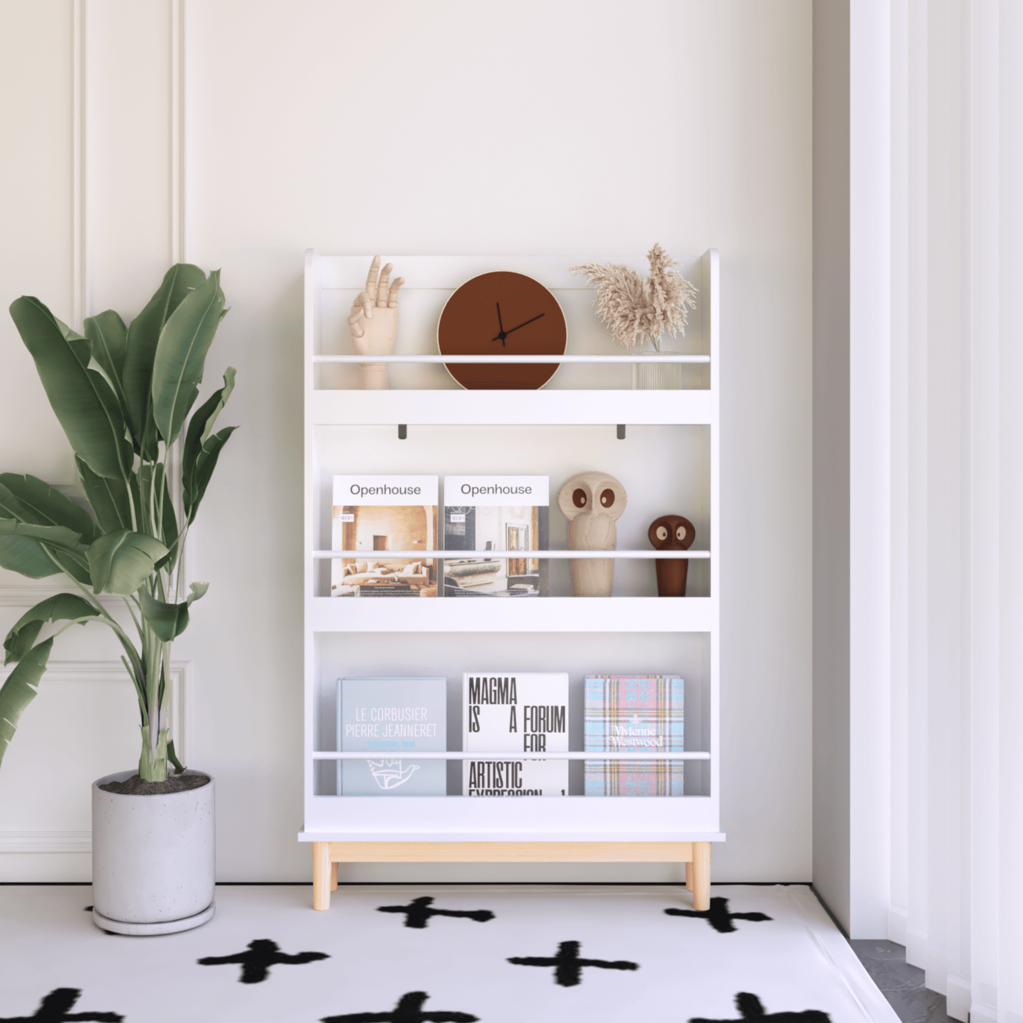 Étagère Murale Enfant 3 Niveaux – Blanc et Bois Naturel