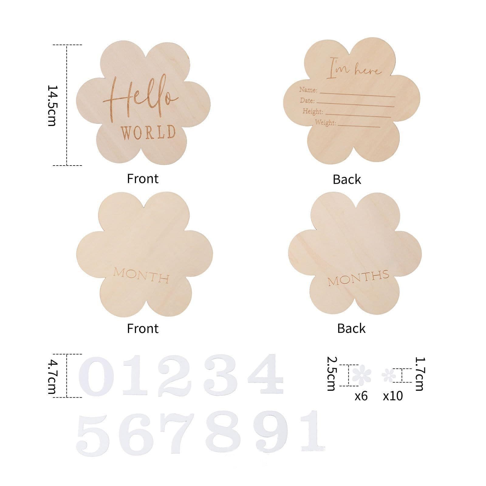 Wooden Flower Baby Milestone Cards 6