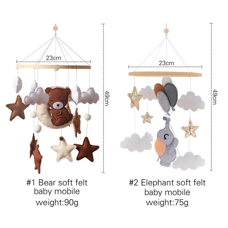 Nordic Style Balloon Elephant Felt Bed Bell 2