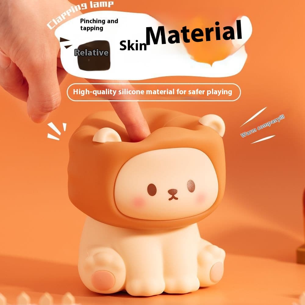 Cute Lion Night Light Rechargeable - 3 Level Dimmable Silicone Bedside Lamp 4