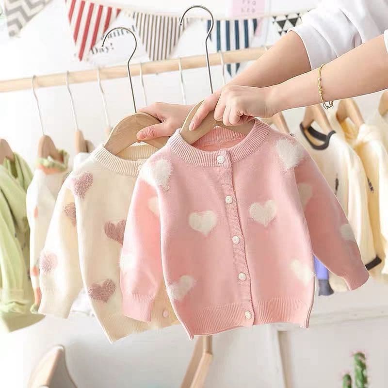 Cardigan Tricot Cœurs Fille